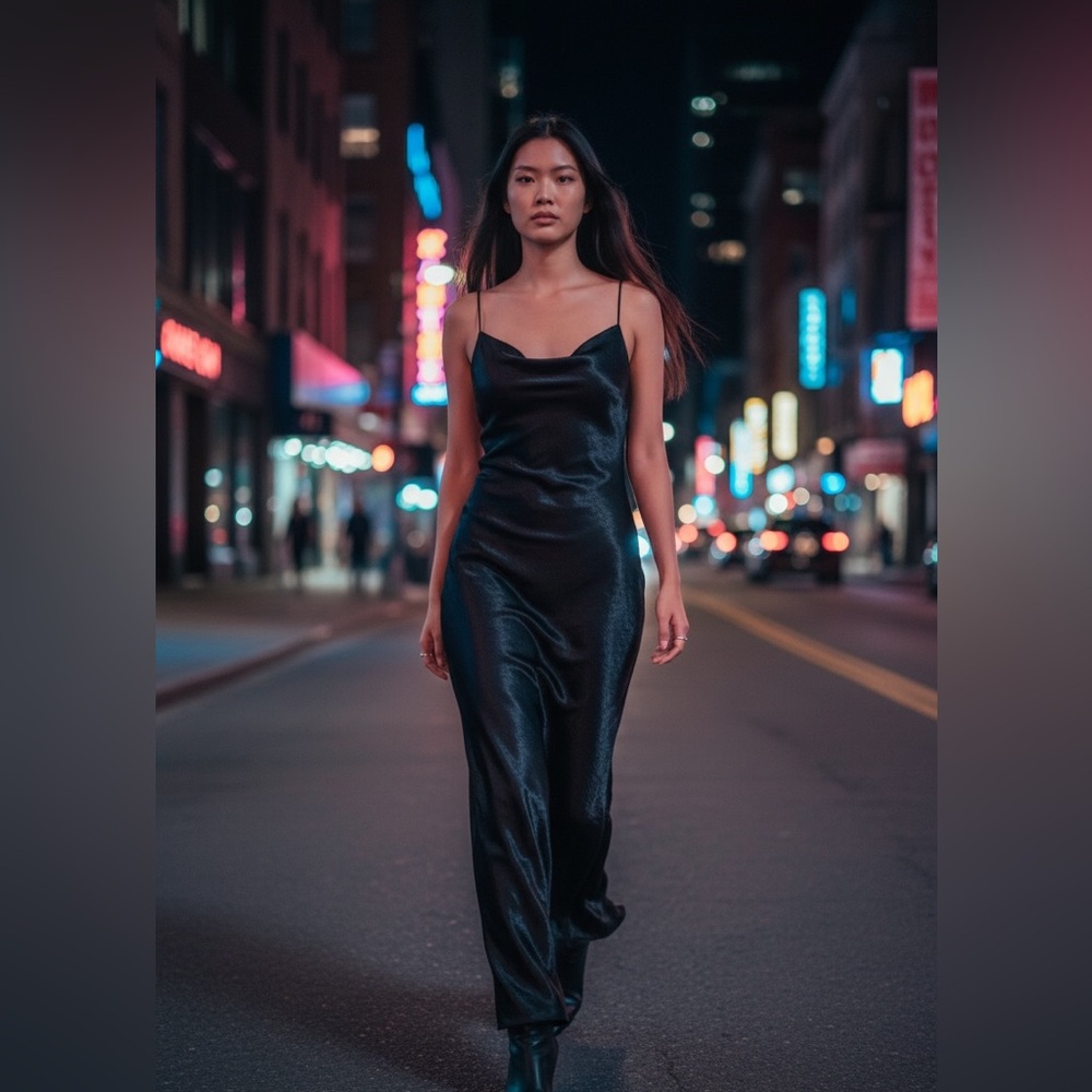 🖤 Anthropologie Black Satin Slip Dress – NWT – Size Large $190
